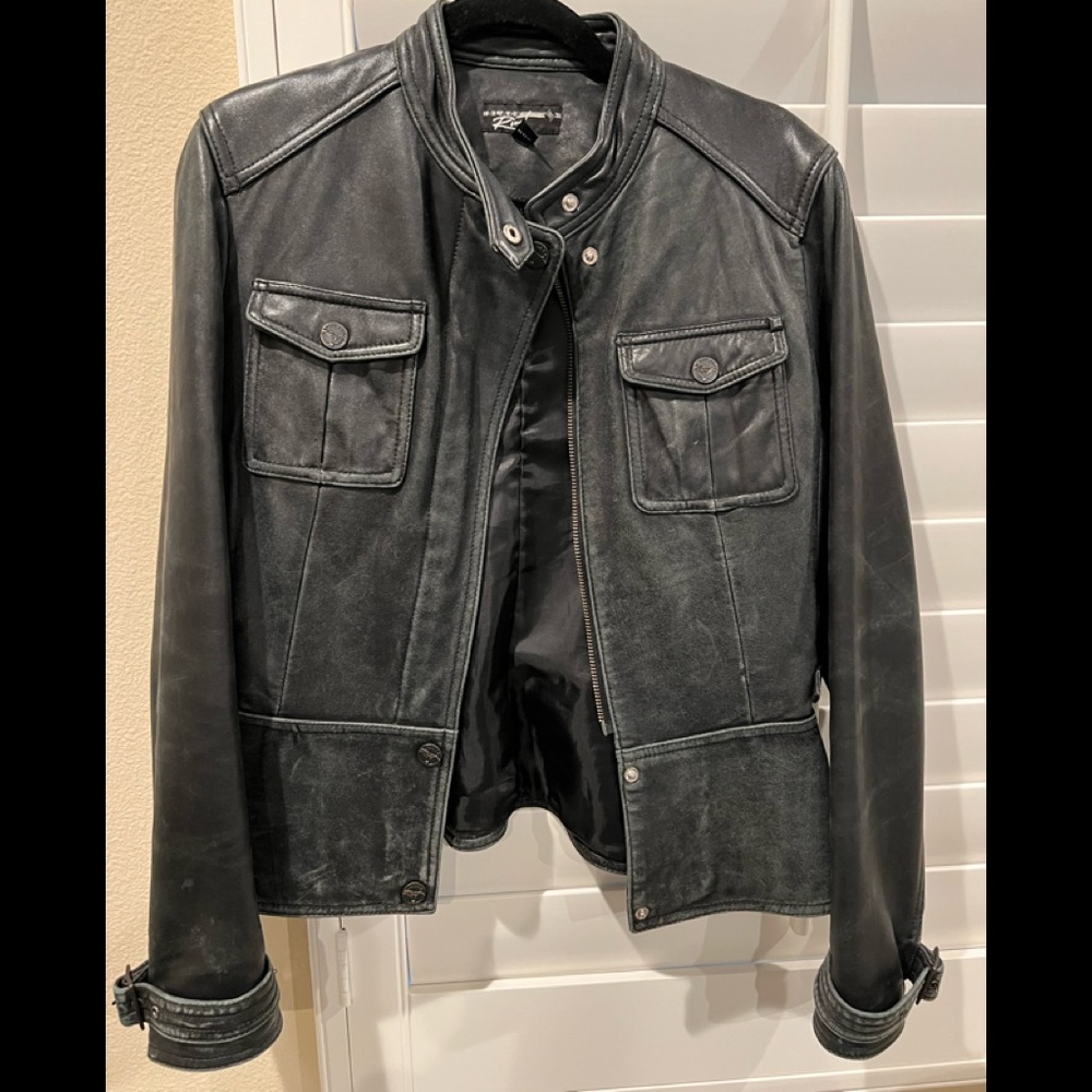 Awsome black weathered leather jacket